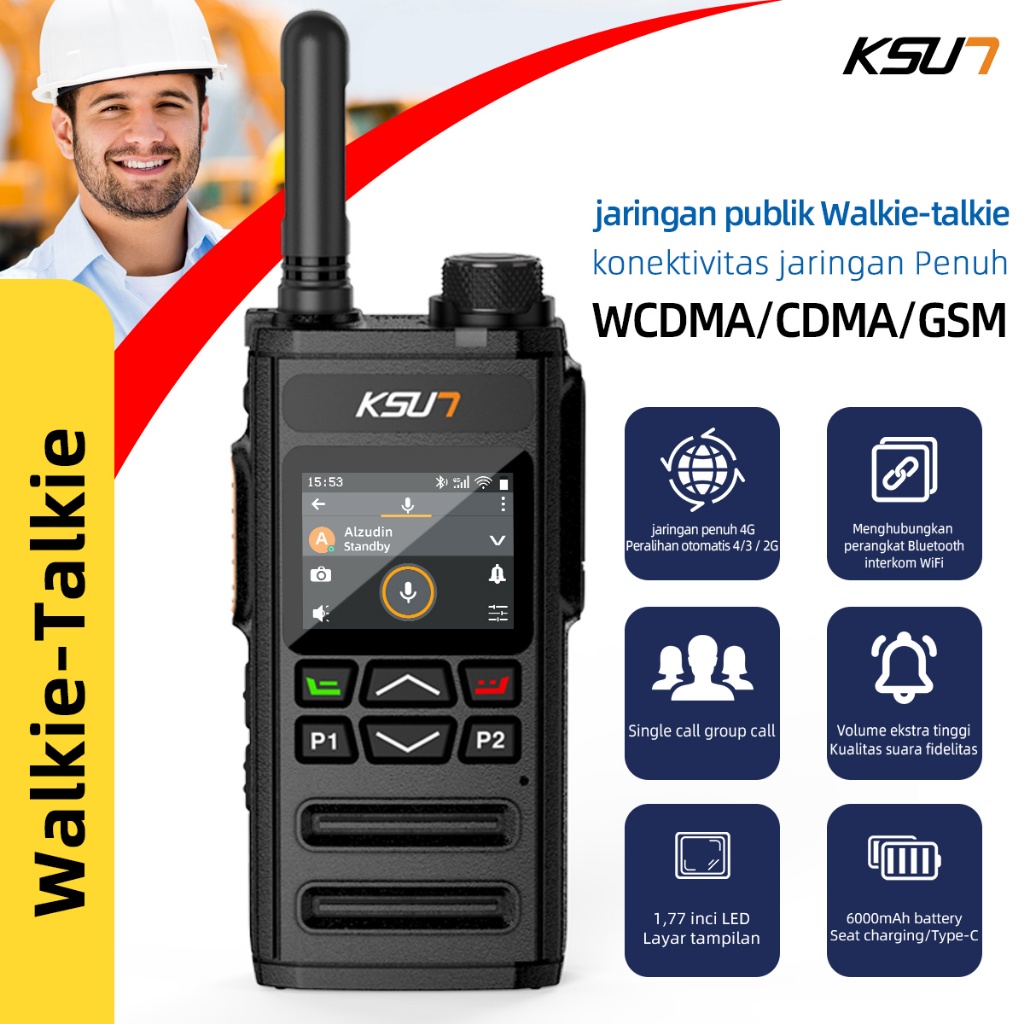 KSUN ZL35 POC ZELLO App Jarak panjang 200km 5000 mil HT POC Radios 4G Global Android Zello Walkie