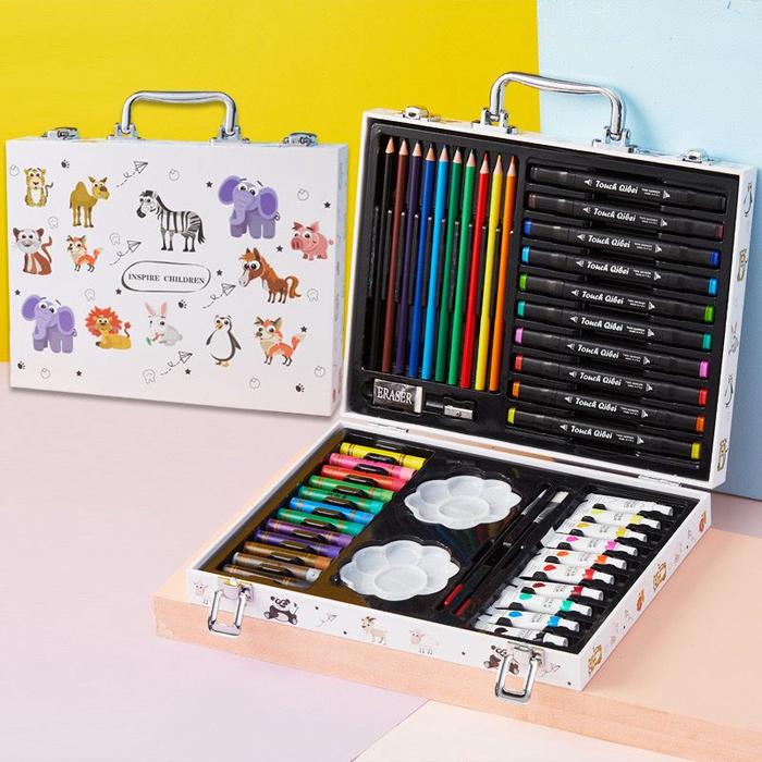 

WDS Crayon Set 48pcs Koper Aluminium Besi Krayon Pensil Warna 48 Pcs Box Alat Lukis Anak Koper Set