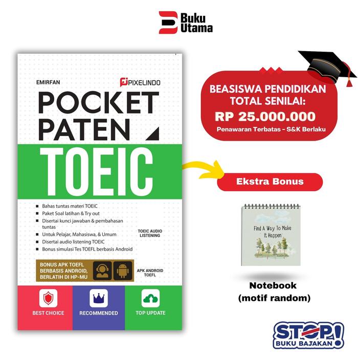 

Buku Pocket Paten Bahasa Inggris (Ielts, Toeic, Vocabulary, Conversation) Soft Cover