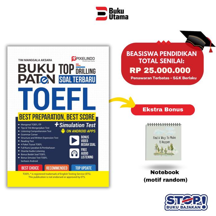 

Buku Paten Best Preparation Toefl (Lengkap Dengan Materi, Drilling Soal Dan Audio Listening) Soft