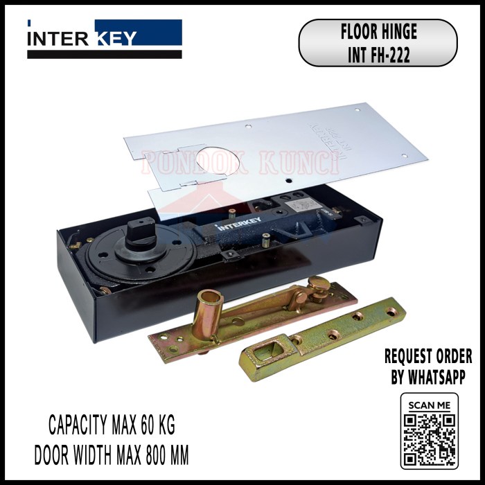 FLOOR HINGE INTERKEY 222 ENGSEL TANAM PINTU KAYU KACA ALUMINIUM BESI