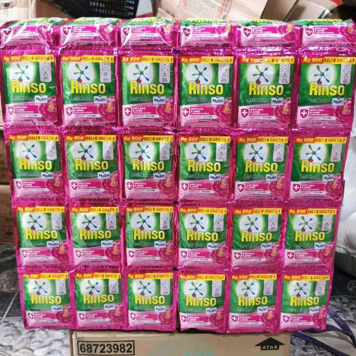12 Renceng/ 72 Sachet Rinso Cair Sachet 500an 18ml/ Downy Sachet 500an Anti Noda+Molto Lawan Noda