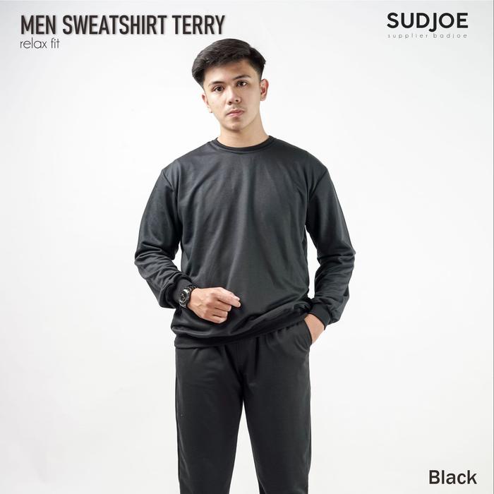 SWEATER CREWNECK POLOS PRIA BAHAN BABY TERRY UKURAN S-XXXL