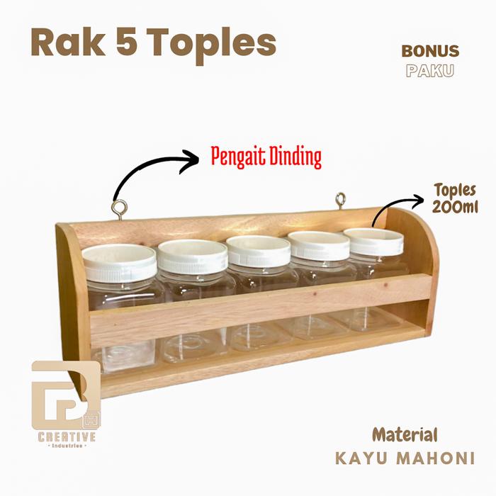 BERGARANSI Rak Bumbu Dapur Rak Bumbu Gantung Ambalan Rak Dinding Serbaguna Aesthetic Kayu