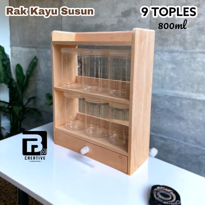 PRODUK TERBATAS Rak Kayu Susun Rak Bumbu Dapur Rak Kosmetik Rak Susun Kombinasi Laci