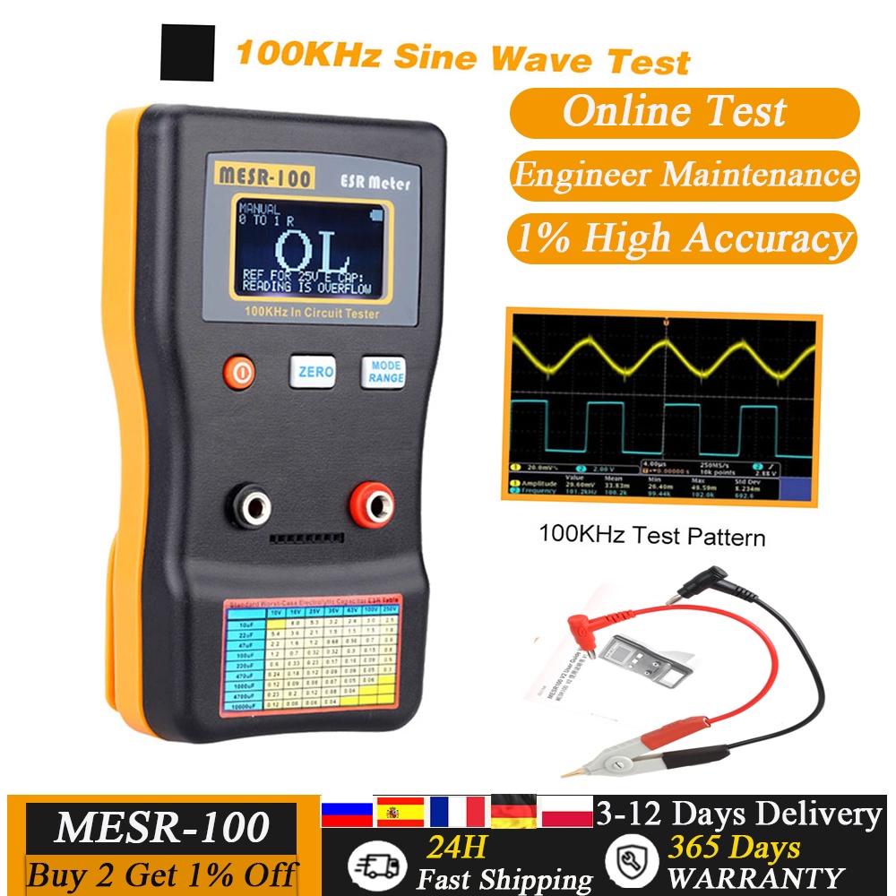MESR-100 ESR Capacitor Tester Ohm Meter Professional Measuring Internal Resistance of Capacitor Capa