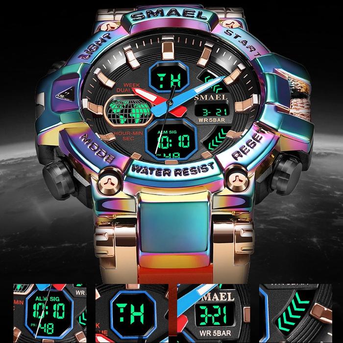 Jam Tangan Sport Analog Digital Pria Wanita Merk Smael 8027