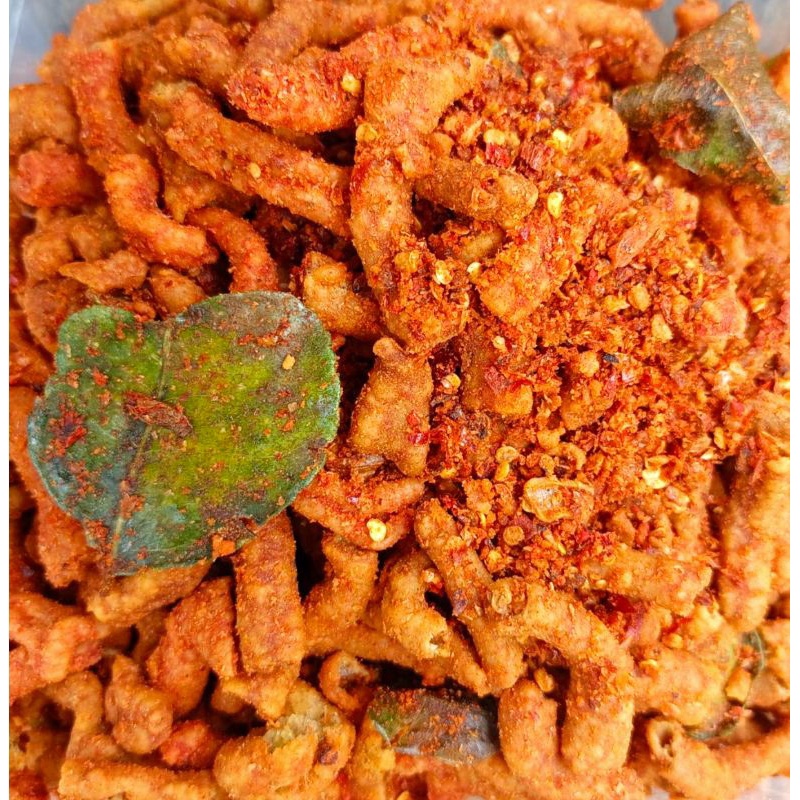 

Camilan keripik usus pedas daun jeruk usus kerispi pedas daun jeruk 500gram