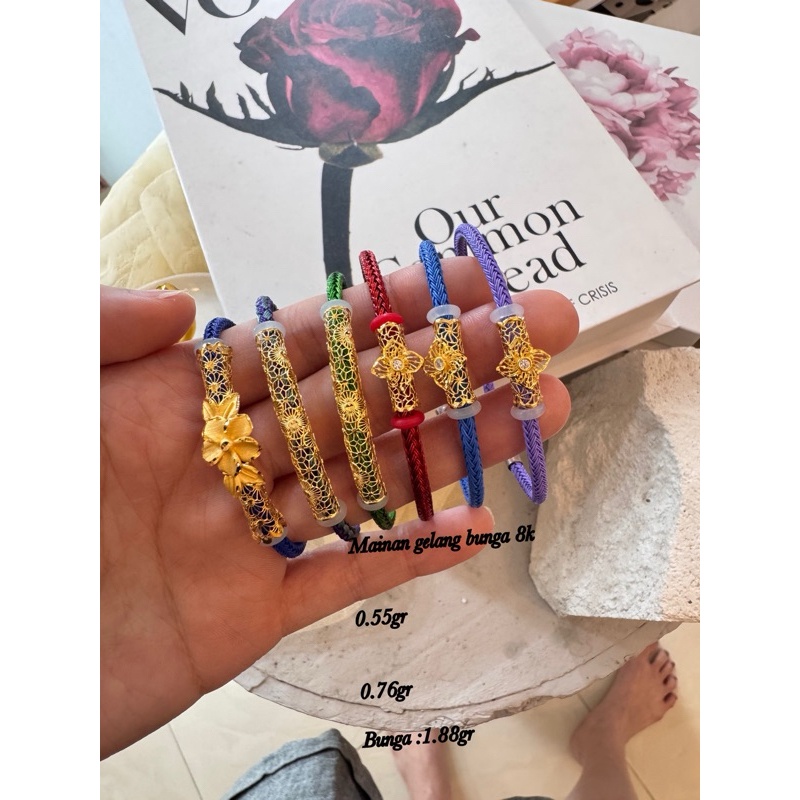 Charm Gelang Bunga / Mainan Gelang Tali Emas / Liontin Gelang Tali