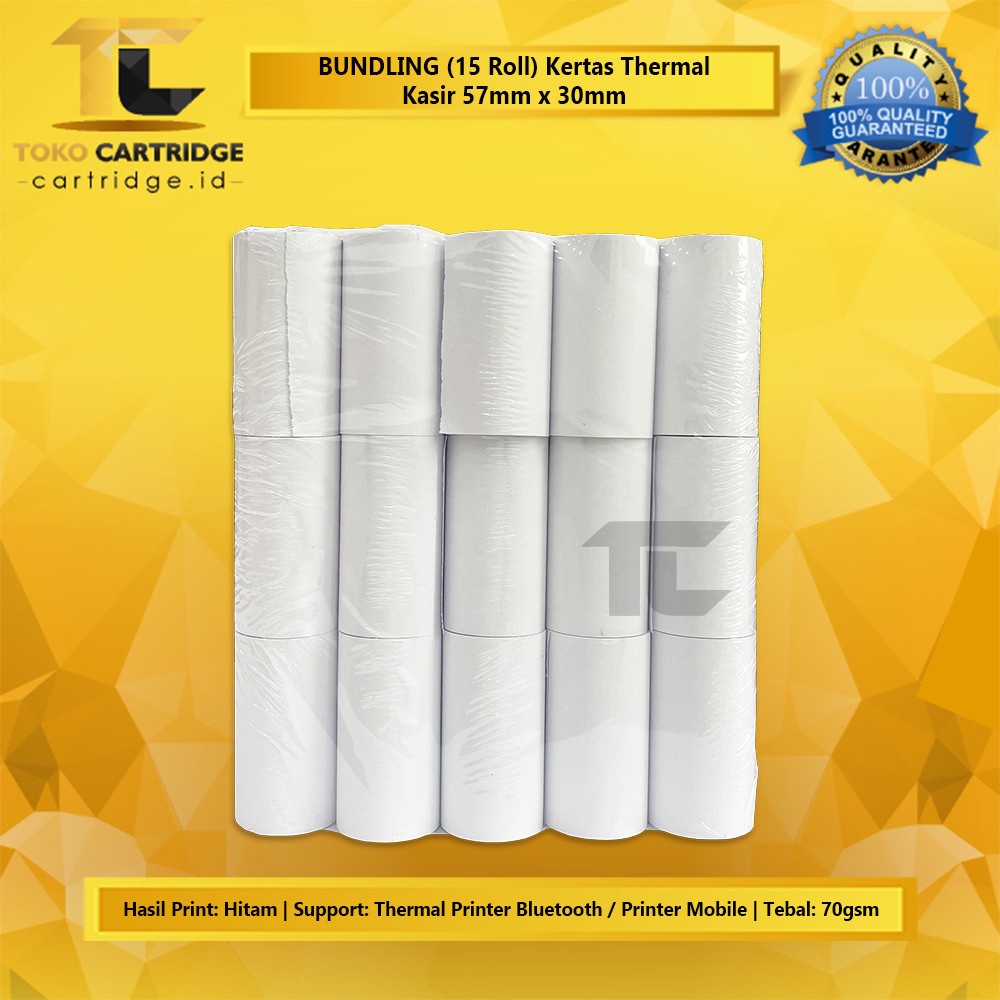 

IK! Kertas Thermal 57mm x 30mm untuk Printer 58mm Struk Kasir Coreless 5 Roll 10 Roll 15 Roll Kertas