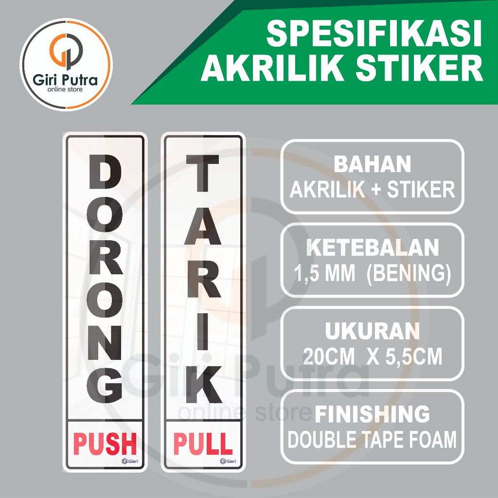 

IK! AKRILIK & STIKER TU PUSH PULL / TARIK DORONG / GESER