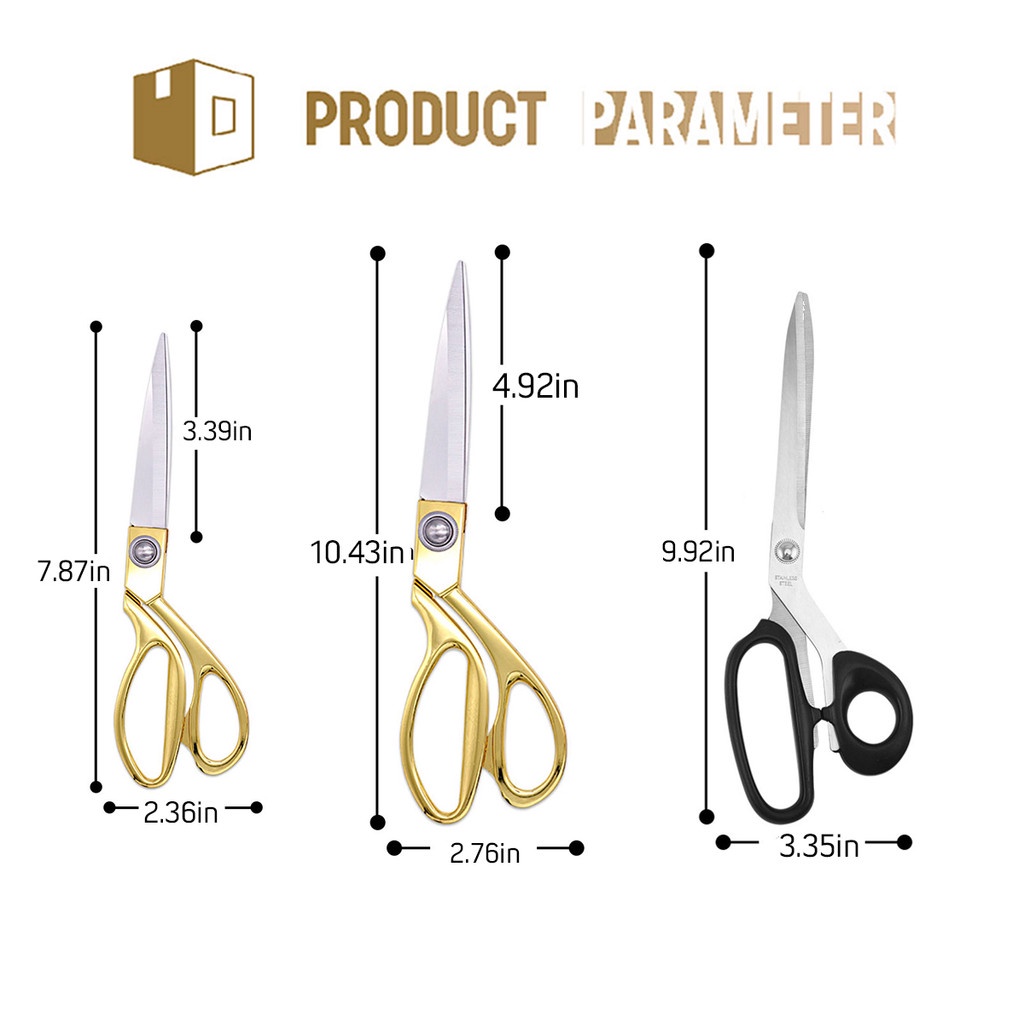 

iK! 8/10/10.5Inch Gunting Potong Bahan Kain / Textile Scissors / Gunting Penjahit / Gagang Emas