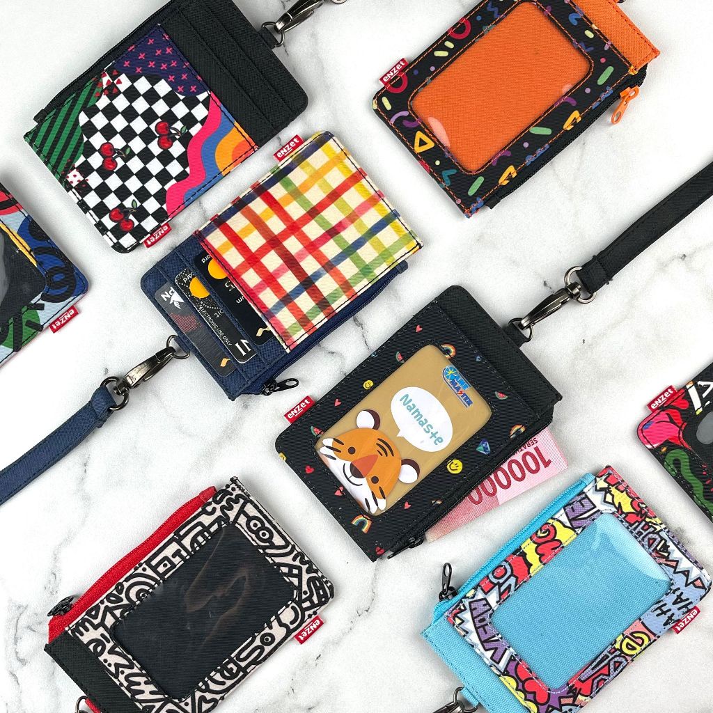 

iK! ID card holder hanging wallet name tag kartu lanyard zipper motif