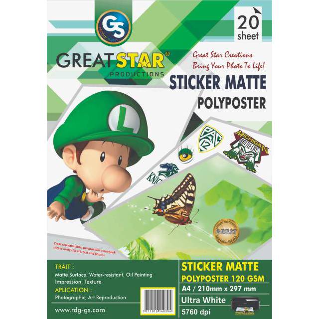 

IK! STICKER POLYPOSTER/PHOTO PLASTIK MATE A4/20 LEMBAR