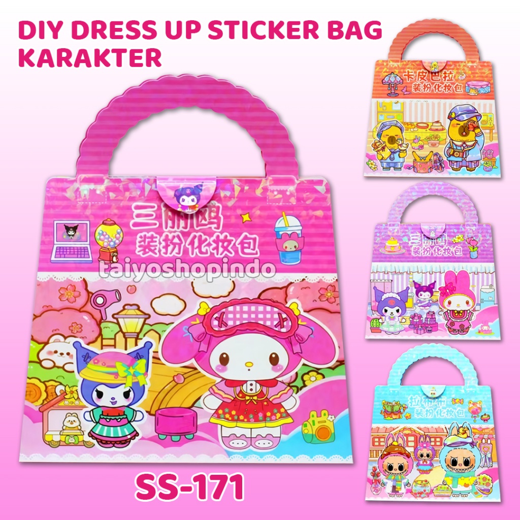 

IK! TAIYO DIY Dress Up Sticker Bag Karakter Capybara Labubu Kuromi Melody Stiker Dekorasi Mainan