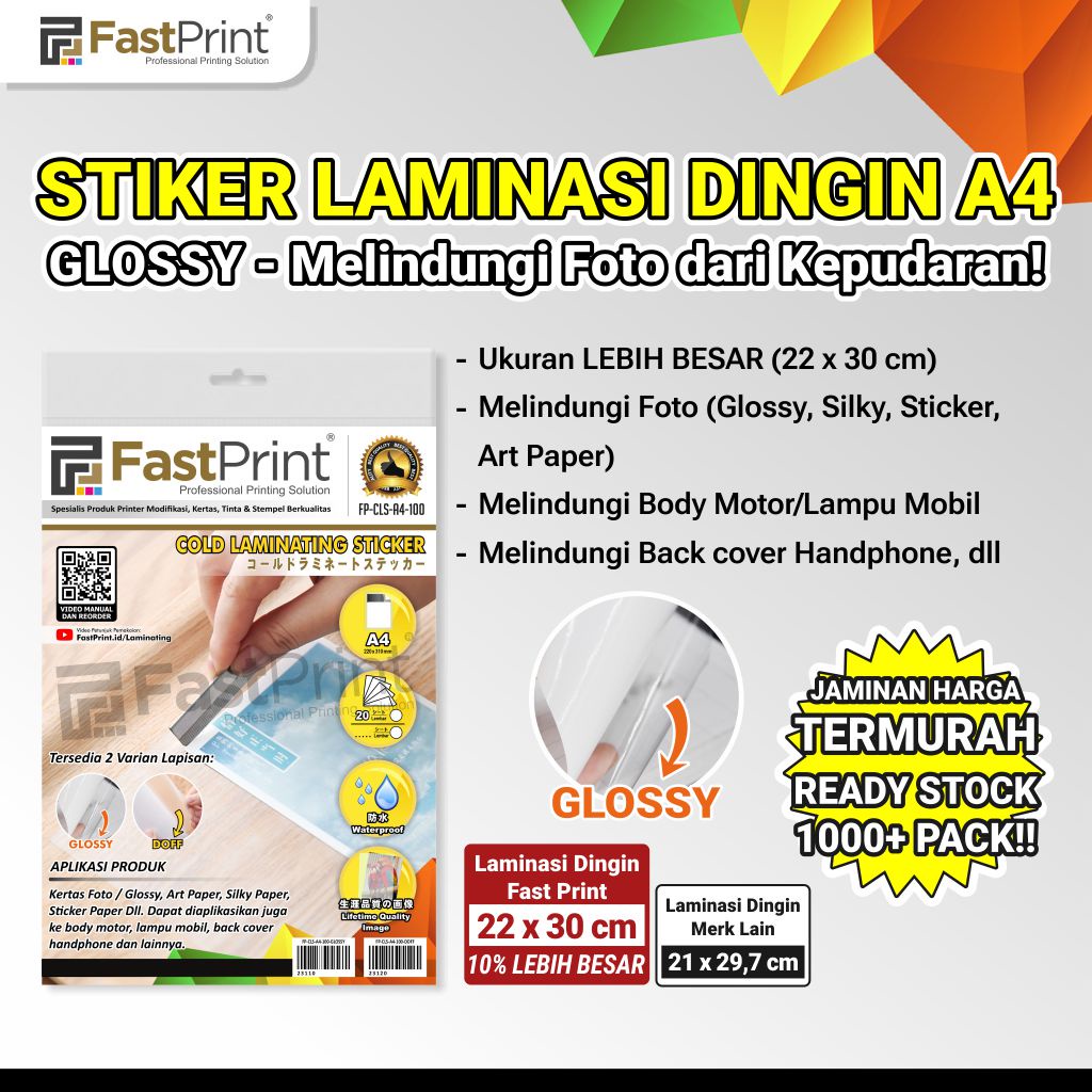 

IK! Fast Print Stiker Laminasi Dingin A4 100 Micron Doff Glossy