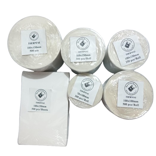 

IK! Kertas Thermal 100x100 mm isi 500 lembar per Roll Label Thermal Kertas Printer Thermal Stiker
