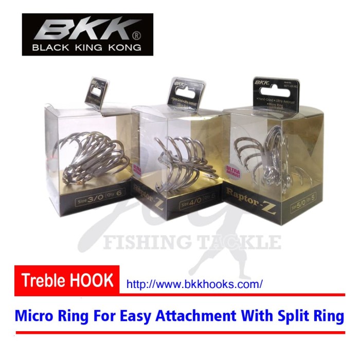 Bkk Raptor-Z Treble Hook Ukuran Besar 6071-4X-Hg Mata Kail Pancing