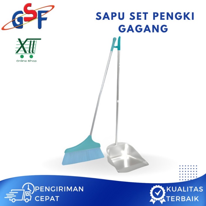 TOP GSF G~3161 STAINLESS BROOM & DUST PAN SET SAPU DAN CIKRAK PENGKI KEDUKAN STAINLESS -