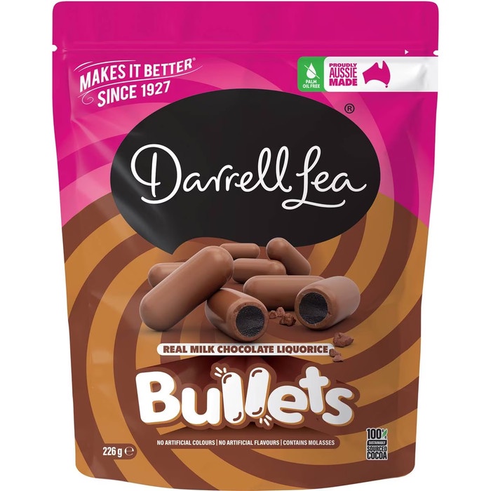

Terbaru Darrell Lea Bullets Milk Chocolate Liquorice Australia Ready
