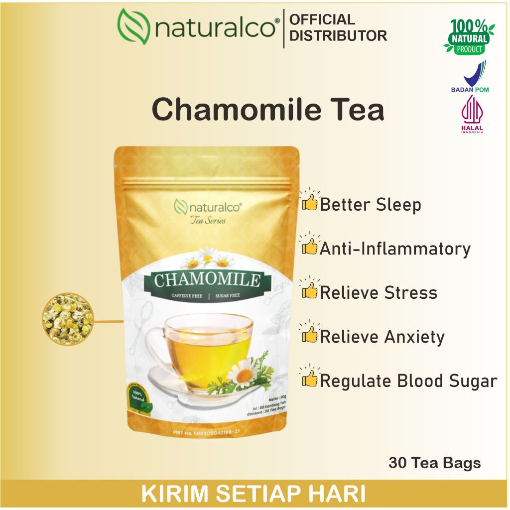 

( PROMO ) Chamomile Tea 30 Tea Bags NATURALCO/Teh Bunga Chamomile 30 Kantong Teh Untuk Insomnia BEST