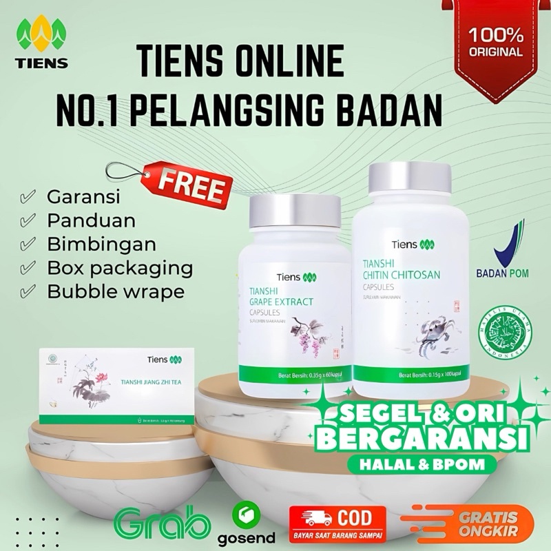 

( PROMO ) TIENS Pelangsing Badan Orinal 100% Segel Halal BPOM Jiang Zhi Tea Chitin Chitosan Grape