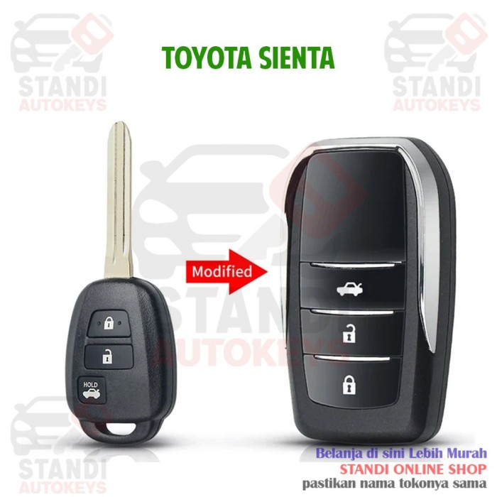 READY STOCK CASSING KUNCI LIPAT FLIPKEY TOYOTA SIENTA 3 TOMBOL MODIFIKASI
