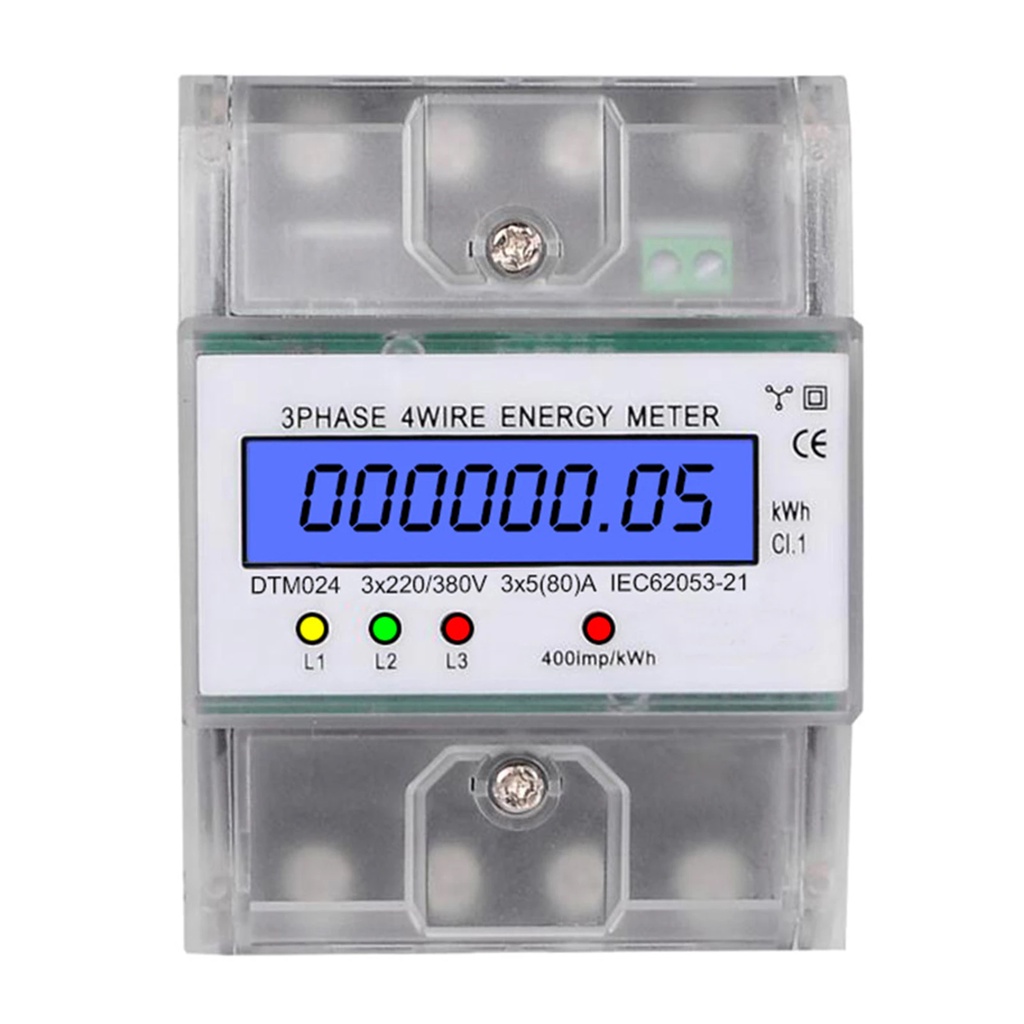 220/380V 3 Phase 4 Wire Energy Meter 5-80A Energy Consumption kWh Meter DIN Rail Installation Digita
