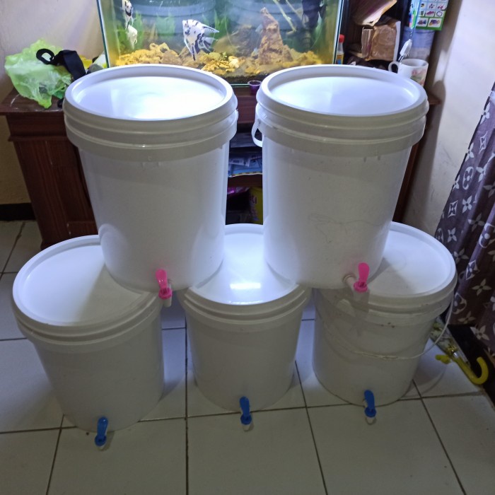 New Ember Bekas 25kg Filter Putih s Plus Kran dan Tutup Tempat Air Berkualitas