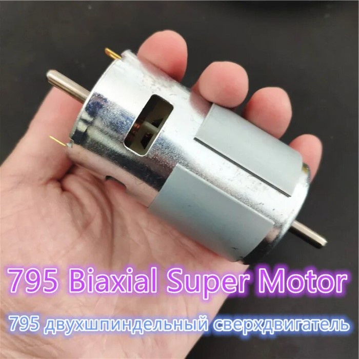 NEW 795 BIAXIAL DOUBLE SHAFT SUPER DC MOTOR 12V-24V 6.5KG/CM HIGH