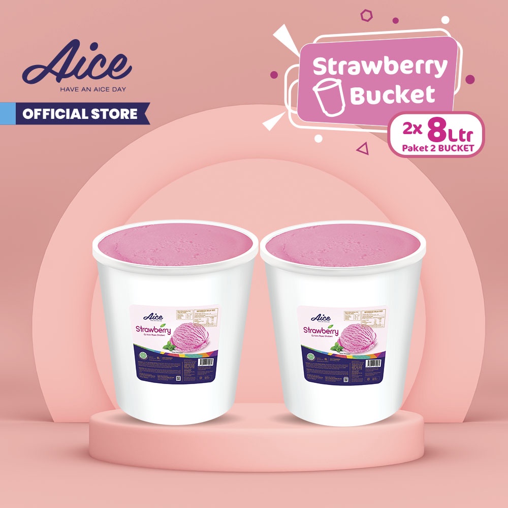

AICE Bucket Ice Cream Es Krim Ember 8L (1 karton = 2 Pcs ) Eskrim, vanilla, strawberry, Chocolate