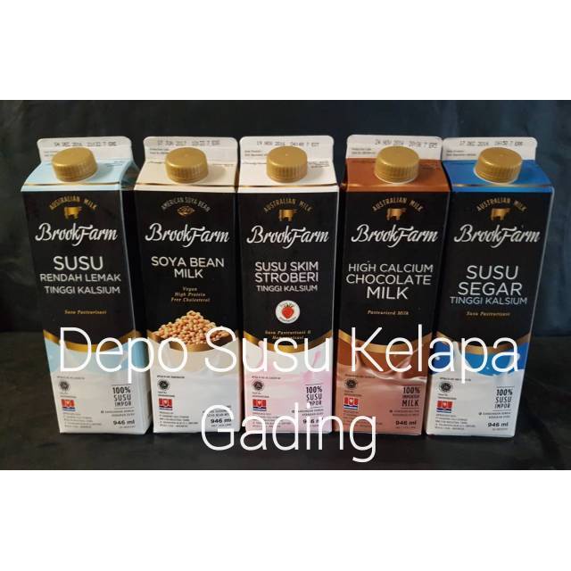 

Susu Brookfarm Fresh Milk / Coklat / Strawberry / Low Fat / Soya Import Premium 1 Litter Segar 1lt