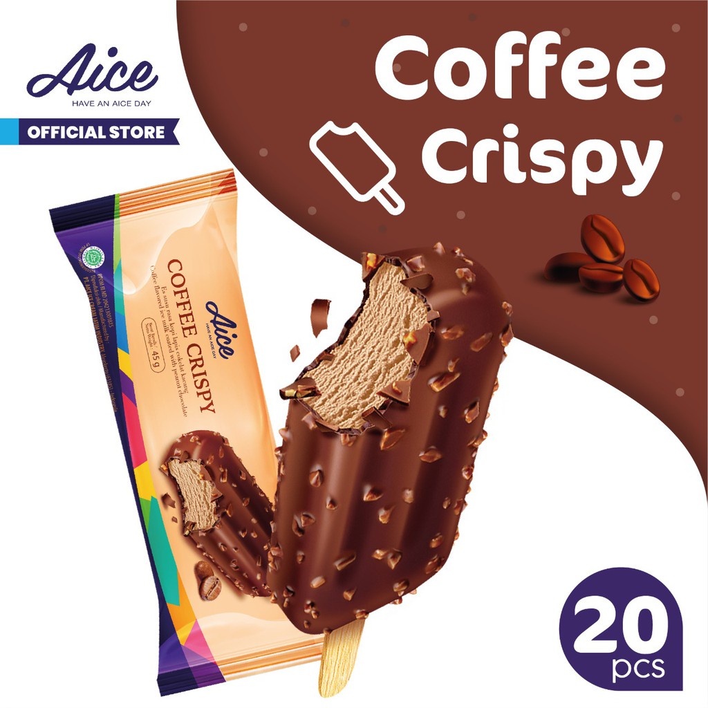 

Paket Aice Ice Cream Coffee Crispy Es Krim (isi 20 pcs) Eskrim rasa Kopi