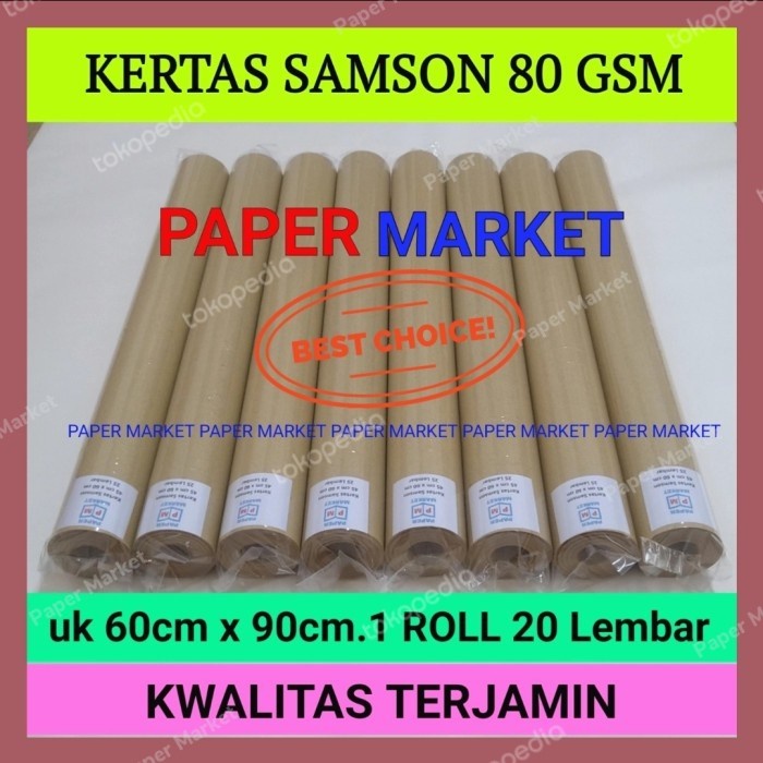 KERTAS SAMSON COKLAT 80 GSM uk. 60cm x 90cm 1 ROLL 20 Lembar