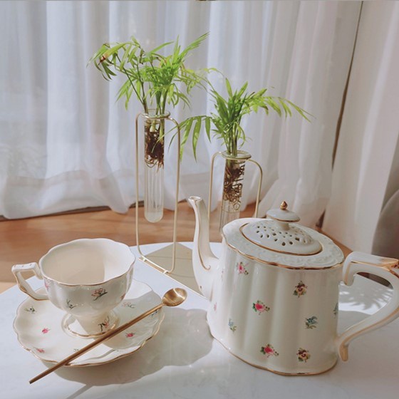 Lourdes Tea Pot Set / Teko Cangkir Teh Keramik Eropa Cantik Aesthetic - Asli