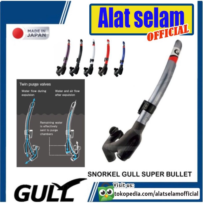 SALE PROMO GS-3180 SNORKEL DIVING GULL SUPER BULLET PIPA SELAM TWIN PURGE VALVE READYY