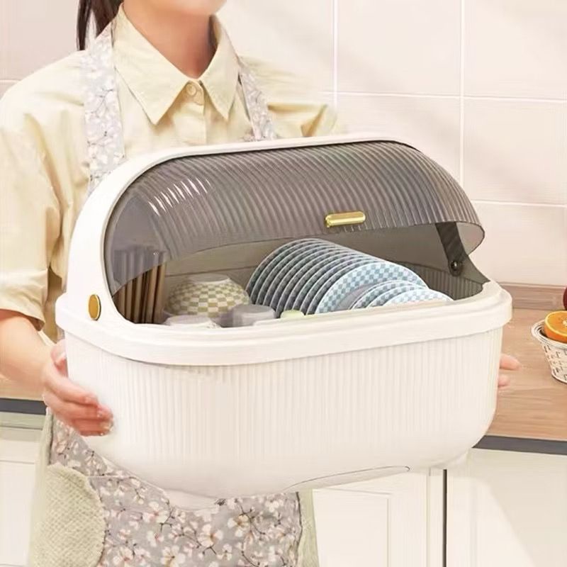 (COD) SL - Celyhome Rak Pengering Air Mangkok Rak Piring Plastik Dengan Tutup Rak