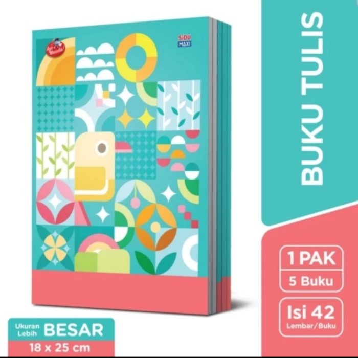 

ATKJaya- Buku Tulis Sekolah SIDU Maxi 42 Lembar Karakter Buku Tulis Besar Boxy ( 1 Pack Isi 5 Buku