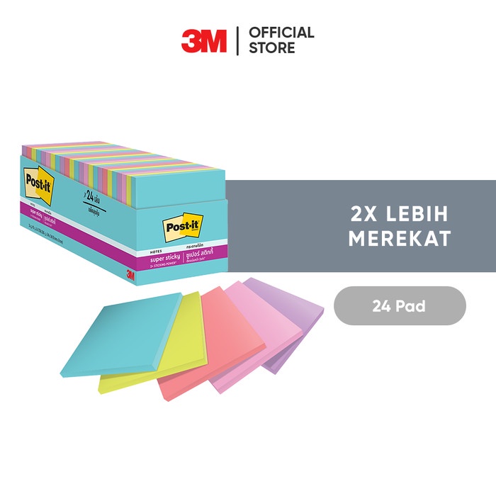 

ATKJaya- 3M Post-it Super Sticky Notes Supernova Neons, 654-24SSMIA