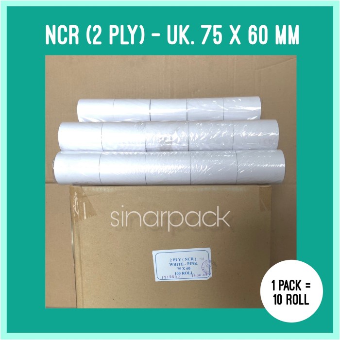 

ATKJaya- Kertas Struk Kasir NCR 2 PLY (75x60) - Min. order PER 10 roll (1 pack)