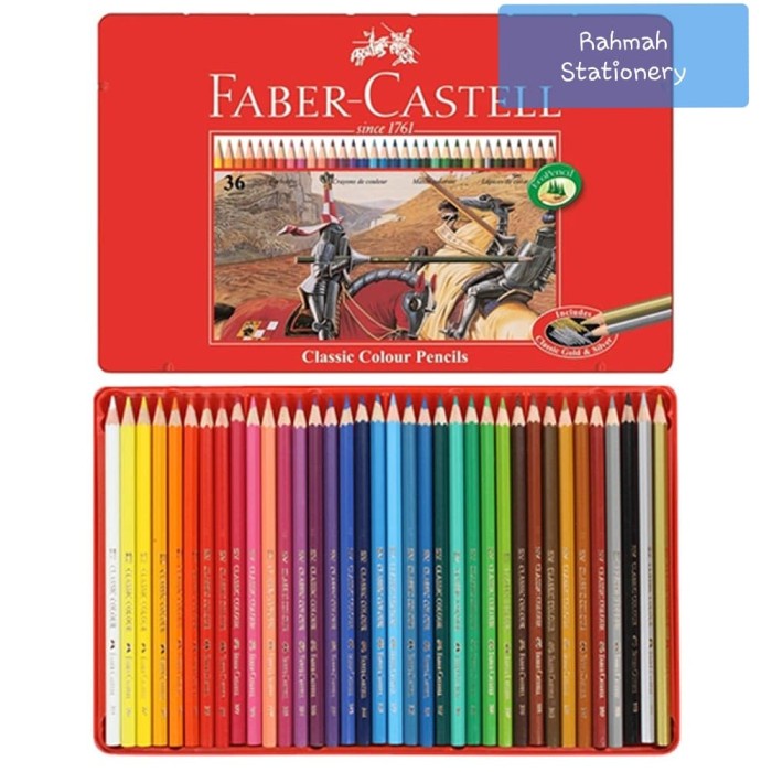 

FABER-CASTELL CLASSIC COLOUR PENCIL TIN CASE 36 / PENSIL WARNA 36