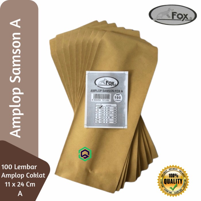 

ATKJaya- Amplop Coklat / Samson Fox A 11 x 24 cm (Kabinet) isi 100 Pcs