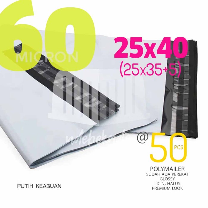 

ATKJaya- PAHE polymailer plastik packing 25x35 cm isi 50 putih keabuan MURAH