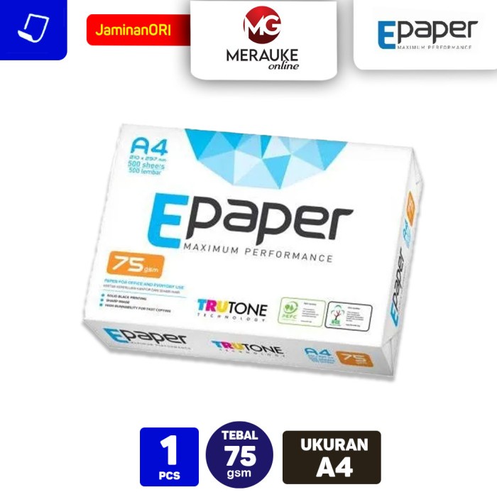 

ATKJaya- Kertas HVS E-Paper A4 75gsm Isi 500 Lembar