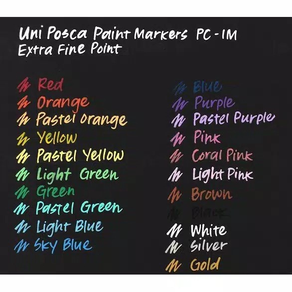 UNI POSCA POSTER PAINT MARKER PC-1M SET 8 COLORS. EXTRA FINE POINT
