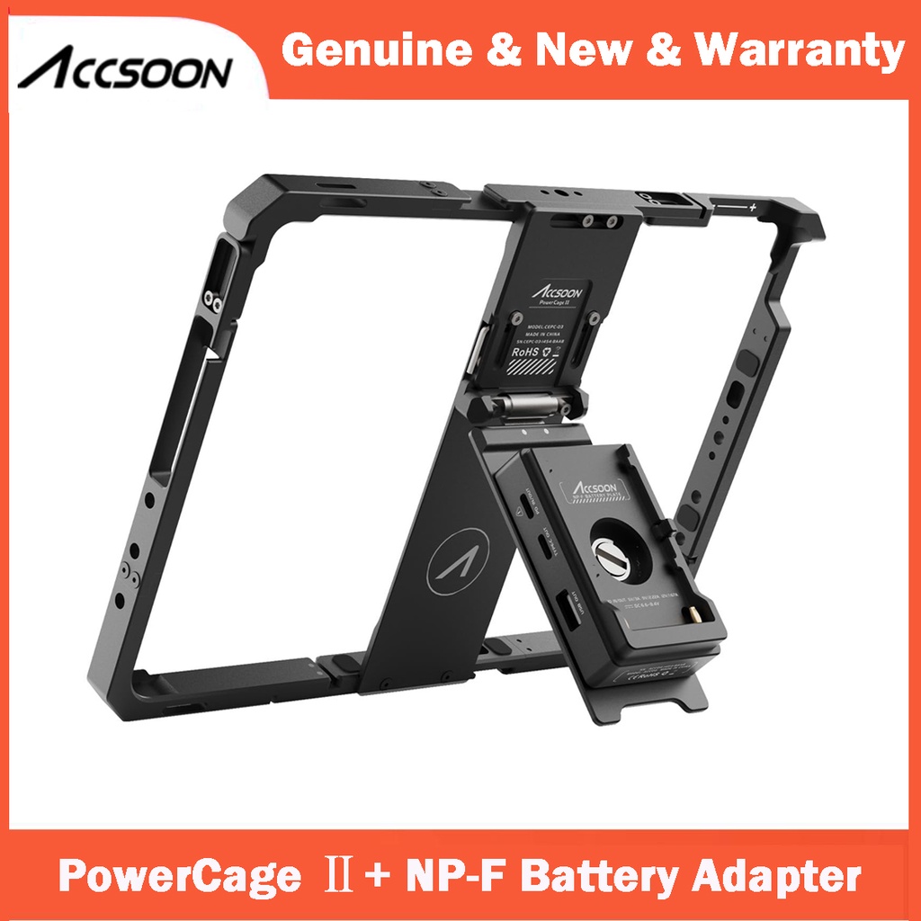 YN Accsoon PowerCage II with ACCO4 NP-F Battery Plate Adapter Adjustable Protection Case for iPad Pr