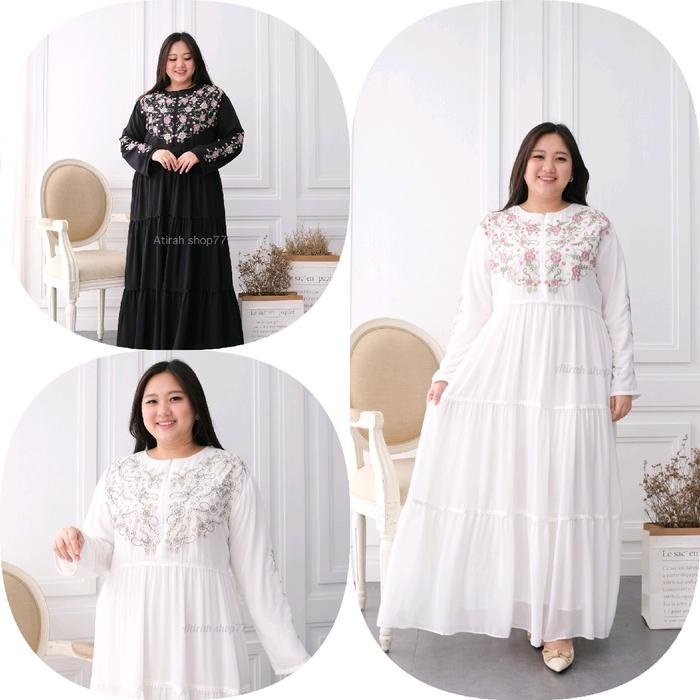 Gamis Putih Jumbo Wanita Ld125Cm Bordir Terlaris