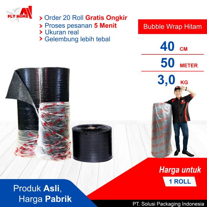 

SOUVEN- FLYHOME Plastik bubble wrap potongan 30cm 40cm 60cm roll hitam putih