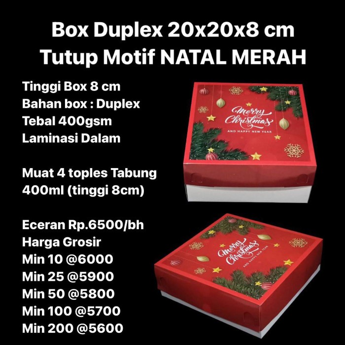 

SOUVEN- Box Duplex 20x20x8 cm Tutup Motif NATAL / CHRISTMAS - Laminasi Dalam