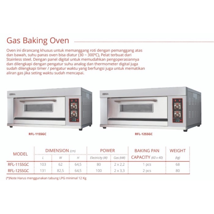 Getra Gas Baking Oven Rfl-12Ss Oven Gas Pemanggang Roti